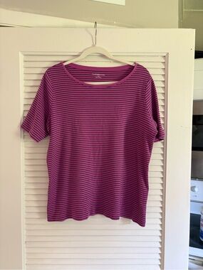 croft & barrow Purple and Black Striped Short Sleeve Tee